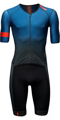2025 HUUB Da Uomo Pro Aero Open Zip Tri Suit 4882PROOZSSTS - Blue / Black