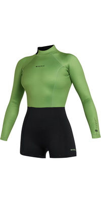 2025 Mystic Womens Lunar Long Arm 2/2mm Back Zip Shorty Wetsuit 35000.240111 - Soft Green