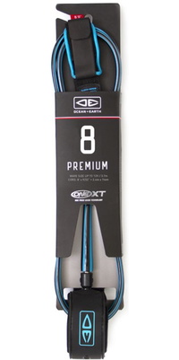 2025 Ocean and Earth 8’0 One-Xt Premium Leash LP80XTBLU - Blue