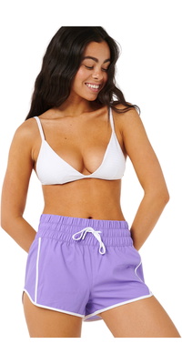 2025 Rip Curl Da Donna Pantaloncini A Vita Alta Retro 3 Volley 01QWBO - Purple