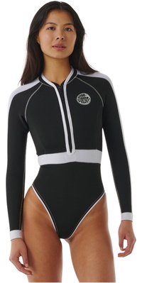 2026 Rip Curl Da Donna G-Bomb 1.5mm Front Zip Muta Primaverile 13EWSP - Black / White