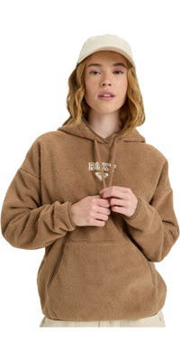 2025 Roxy Da Donna Cool Calling Polar Fleece Felpa Con Cappuccio ERJPF03221 - Woodsmoke