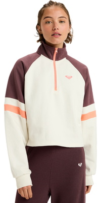 2025 Roxy Da Donna Essential Energy Boxy Half Zip Sport Fleece ERJFT05011 - Whisper White