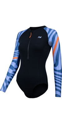 2025 ZONE3 Da Donna Costume Da Bagno A Maniche Lunghe OWS Renew SW25WOWSLS101 - Black / Multi Blue