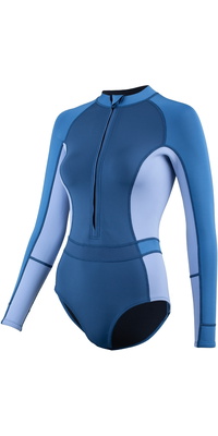 2026 ZONE3 Da Donna Yulex Manica Lunga Swimsuit NA25WYLSS126 - Multi Blue / White