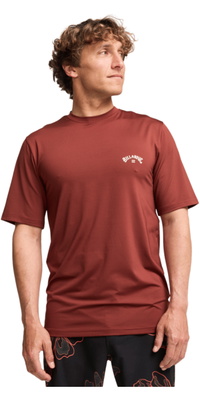 2026 Billabong Da Uomo Canotta In Lycra A Maniche Corte Arch Wave EBYWR03019 - Burnt Red