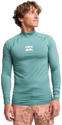 2026 Billabong Da Uomo Canotta In Lycra A Maniche Lunghe Waves All Day EBYWR00102 - Sea Green