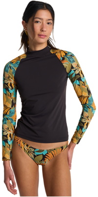 2026 Billabong Da Donna Canotta In Lycra A Maniche Lunghe EBJWR03043 - Black Pebble