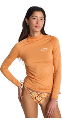 2026 Billabong Da Donna Canotta In Lycra A Maniche Lunghe Tropical Surf EBJWR03014 - Tangerine