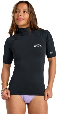 2026 Billabong Da Donna Canotta In Lycra A Maniche Corte Tropical Surf EBJWR03041 - Black