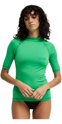 2026 Billabong Da Donna Canotta In Lycra A Maniche Corte Tropical Surf EBJWR03041 - Summer Green