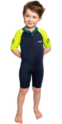 2026 C-Skins Nuwave C-Kid Front Zip Shorty Muta C-NBA32SH - Bluestone / Lime