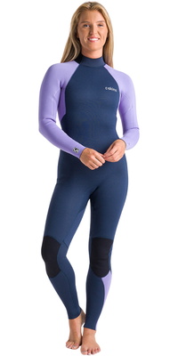 2026 C-Skins Womens Surflite 3/2mm Back Zip Wetsuit C-SL32WBZ - Bluestone / Lilac / White