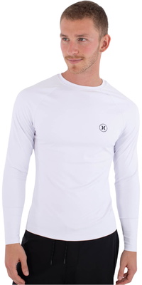 2026 Hurley Da Uomo Canotta Slim Fit Icon Circle A Maniche Lunghe In Lycra MLEU00008 - White