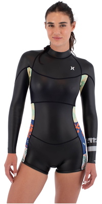 2026 Hurley Da Donna Air 2mm Back Zip Shorty Muta Primaverile WSS0014252 - Black Skin