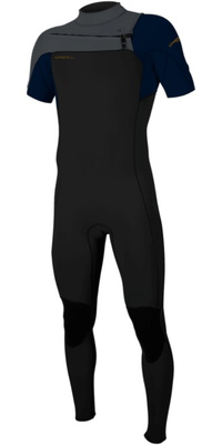 2026 ONeill Da Uomo Hammer 2mm Chest Zip Manica Corta Muta 5056 - Black / Abyss / Graphite