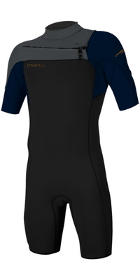 2026 ONeill Mens Hammer 2mm Chest Zip Shorty Wetsuit 4927 - Black / Abyss / Graphite