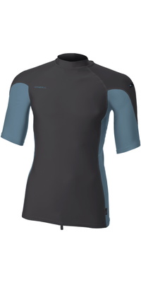 2026 ONeill Da Uomo Hyperfreak Skins Canotta In Lycra A Maniche Corte 5690 - Tempered Steel / Blue Fusion