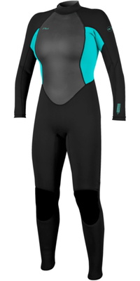 2026 ONeill Da Donna Reactor-2 3/2mm Back Zip Muta 5042B - Black / Lt Aqua