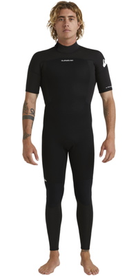 2026 Quiksilver Da Uomo Prologue 2/2mm Manica Corta Back Zip Muta EQYW303026 - Black