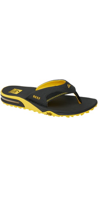 2026 Reef Da Uomo Sandali Fanning Per Il Pre-partita CJ7225 - Black / Giallo
