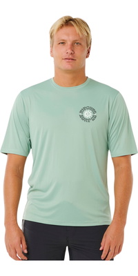 2026 Rip Curl Da Uomo Pacific Rinse Surflite UPF Short Sleeve Lycra Vest 16ZMRV - Aloe