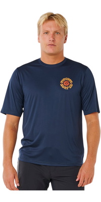 2026 Rip Curl Da Uomo Pacific Rinse Surflite Canotta In Lycra A Maniche Corte UPF 16ZMRV - Dark Navy