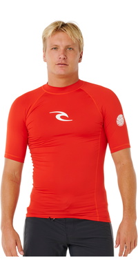 2026 Rip Curl Da Uomo Waves UPF Performance Canotta In Lycra A Maniche Corte 16MMRV - Lava Rosso