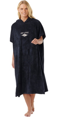 2026 Rip Curl Da Donna Classico Telo Da Surf Con Cappuccio Poncho Towel 00ZWTO - Black / Bianco Sporco