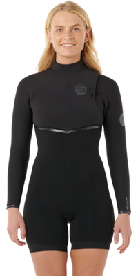 2026 Rip Curl Da Donna E-Bomb 2/2mm Zip Free Manica Lunga Muta Primaverile 149WSP - Black