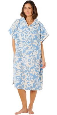 2026 Rip Curl Da Donna Asciugamano Misto Con Cappuccio Poncho 00VWTO - Blissful Blue