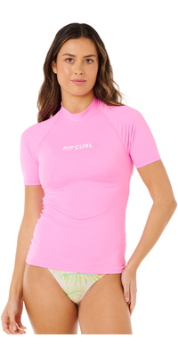 2026 Rip Curl Da Donna Molokai Short Sleeve Solid UPF Lycra Vest 19QWRV - Super Pink