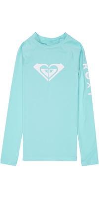 2026 Roxy Junior Whole Hearted Long Sleeve Rash Vest ERGWR03490 - Aqua Splash