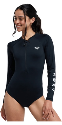 2026 Roxy Da Donna Essentials Maglia A Maniche Lunghe Front Zip Surfsuit ERJWR03906 - Anthracite
