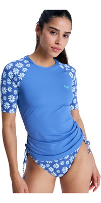2026 Roxy Da Donna Il Classico Gilet In Lycra A Maniche Corte ERJWR03899 - Dutch Blue Flower Soul Small