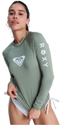 2026 Roxy Da Donna Canotta In Lycra A Maniche Lunghe Whole Hearted ERJWR03547 - Oil Green