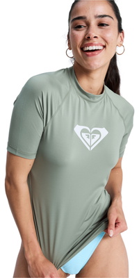 2026 Roxy Da Donna Canotta In Lycra A Maniche Corte Whole Hearted ERJWR03548 - Oil Green