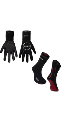 2026 ZONE3 Guanti Termici In Neoprene Heat- Tech E Calzini Termici In Neoprene Heat- Tech NA18UHTGAS101 - Black / Rosso
