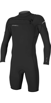 2026 O'Neill Da Uomo Hammer 2mm Manica Lunga Chest Zip Shorty Muta 4928 - Black