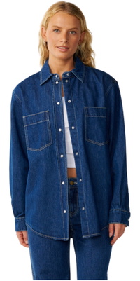 2026 Rip Curl Da Donna Camicia Da Crociera In Denim A Manica Lunga 0PWWSH - Mid Blue