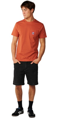 2026 Rip Curl Da Uomo T-Shirt A Tasca Streamline Badge 13TMTE - Baked Clay