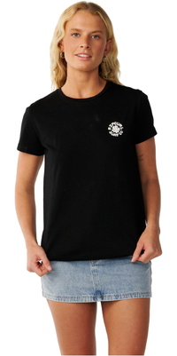 2026 Rip Curl Da Donna Onda Di Festa Maglietta Corta Manica 0Q4WTE - Black