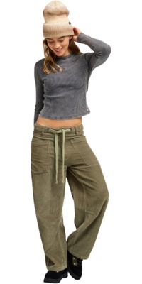 2026 Roxy Da Donna Cielo è Alto Pantaloni A Corda ERJNP03742 - Oil Green