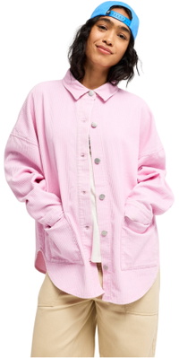 2026 Roxy Da Donna Riposo Indietro Lavato Cordoncino Overshirt ERJWT03697 - Pink Lavender