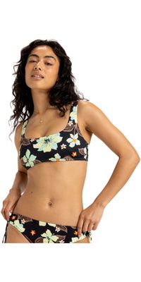 2025 Roxy Da Donna PT Beach Classics Bikini Bralette Top ERJX305538 - Anthracite Hibiscus Heat Swim