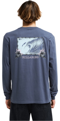 2026 Billabong Da Uomo Poster Retro Lunga Manica T-Shirt EBYZT00615 - Ombre Blue
