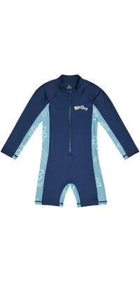 2026 Rip Curl Bambino Ride Tuta Da Sole A Maniche Lunghe Wave UPF 129TRV - Light Navy