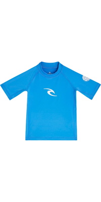 2026 Rip Curl Bambino Canotta In Lycra A Maniche Corte Waves UPF 136BRV - Blue Gum