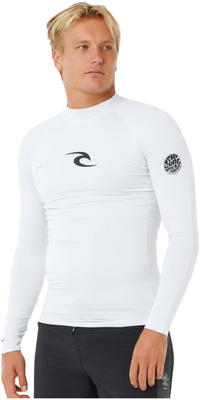 2026 Rip Curl Mens Waves UPF Performance Long Sleeve Rash Vest 16FMRV - White