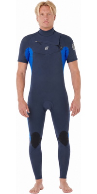 2026 Rip Curl Da Uomo Dawn Patrol 2/2mm Manica Corta Chest Zip Muta 16VMFS - Electric Cobalt